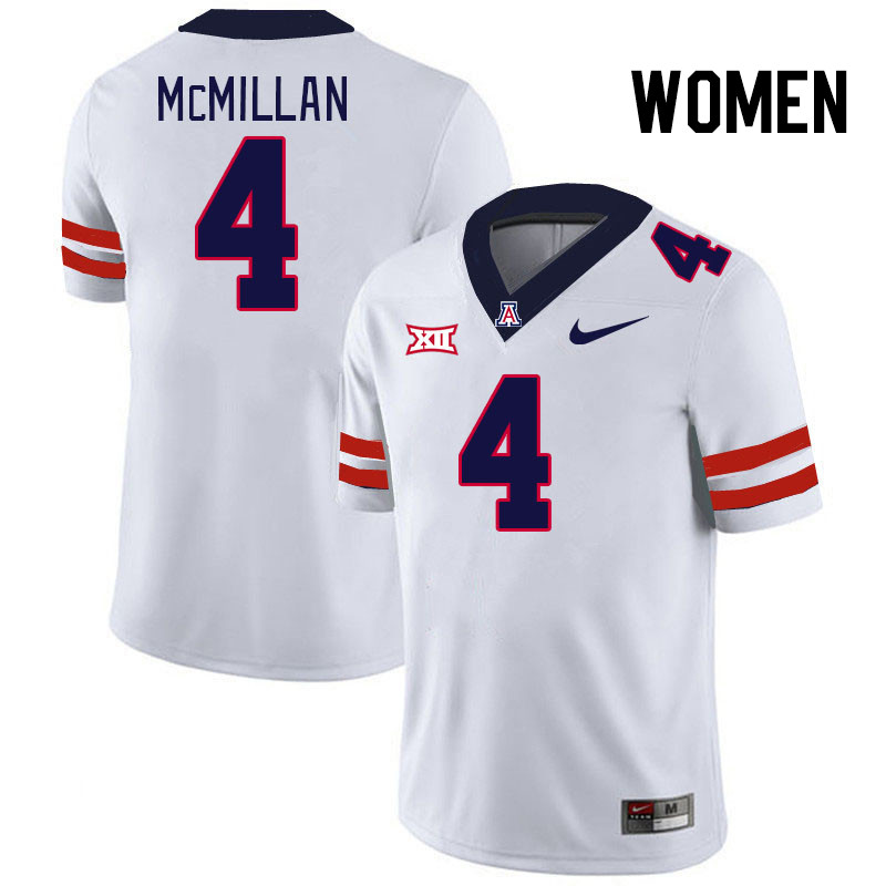 Women #4 Tetairoa McMillan Arizona Wildcats Big 12 Conference College Football Jerseys Stitched-Whit